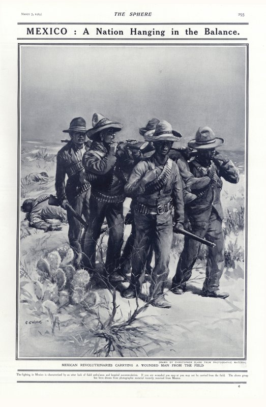 1914年，墨西哥革命者携带一名受伤的人 作者 艾迪生·托马斯·米勒
