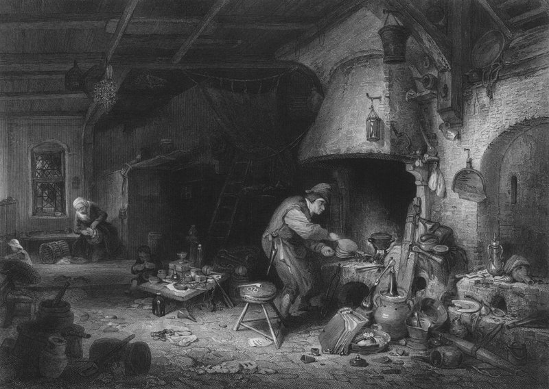 炼金术士（雕版画 作者 阿德里亚恩·扬斯（Adriaen Jansz）。范·奥斯塔德