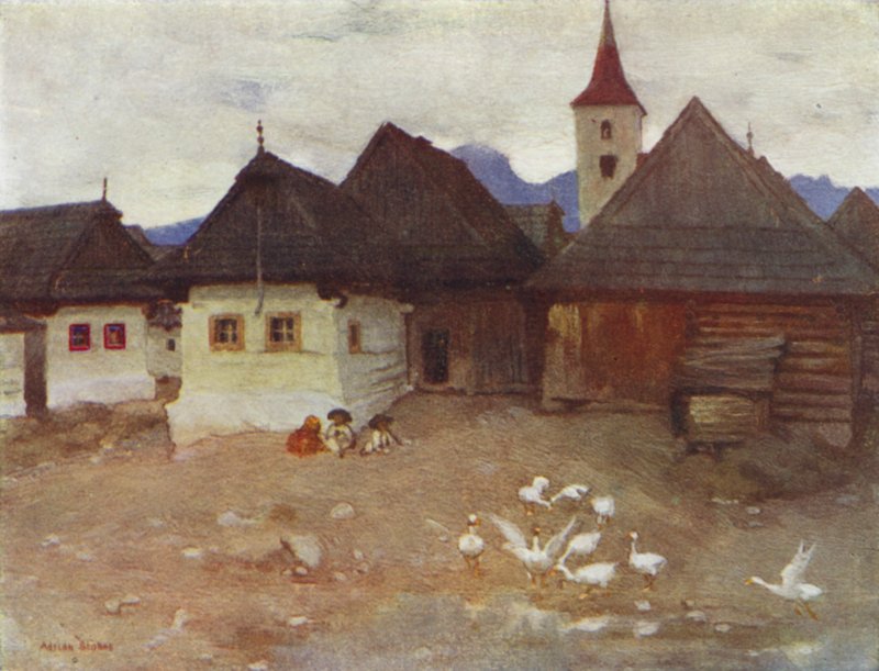 Czechoslovakia: Vazsecz, a Slovak Village (colour litho) 作者 阿德里安·斯科特·斯托克斯