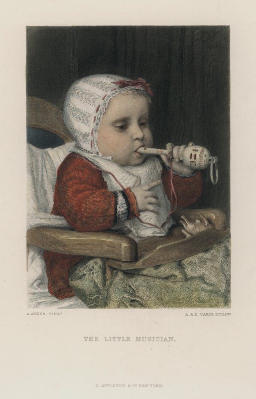 The Little Musician (coloured engraving) 作者 阿尔伯特·安克