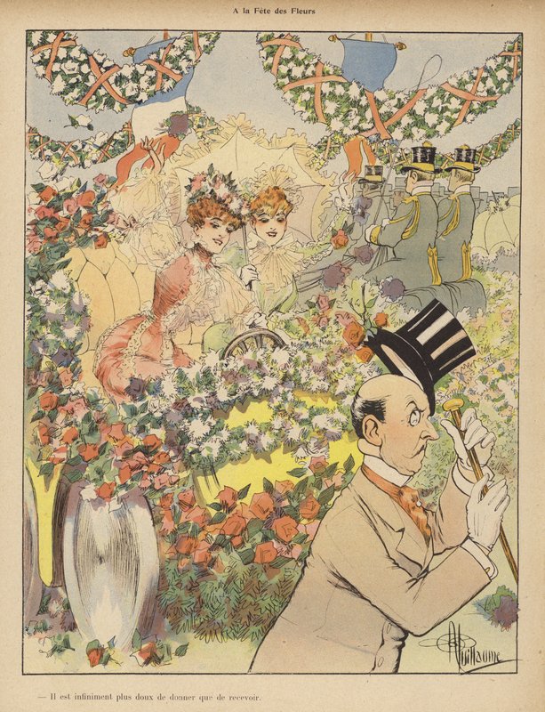 At the Festival of Flowers (colour litho) 作者 阿尔伯特·纪尧姆