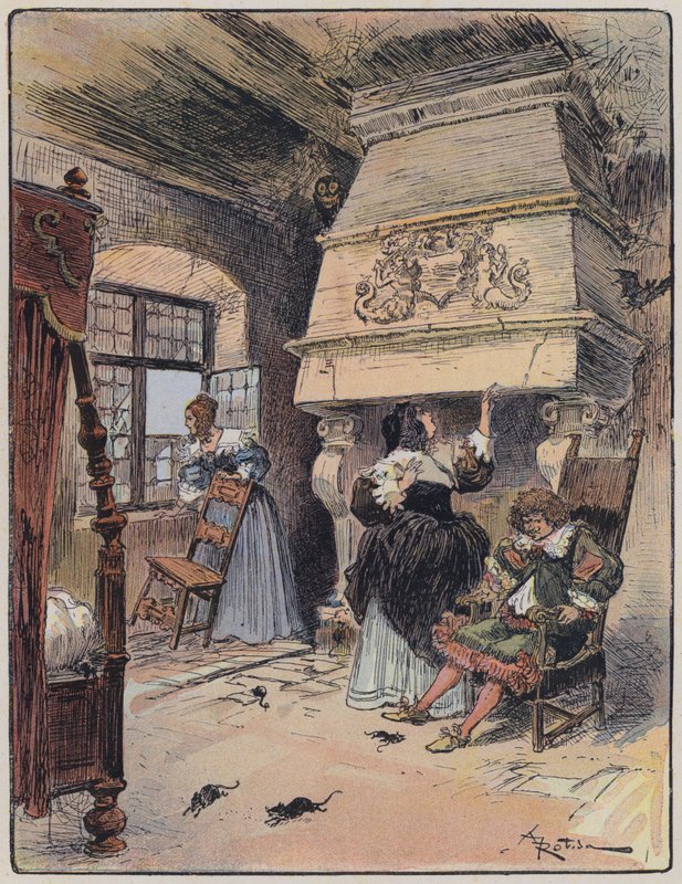 Illustration for Le Capitaine Bellormeau by and illustrated by A Robida (colour litho) 作者 阿尔伯特·罗比达