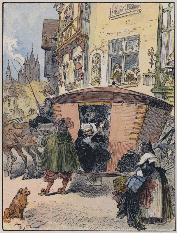 Illustration for Le Capitaine Bellormeau by and illustrated by A Robida (colour litho) 作者 阿尔伯特·罗比达