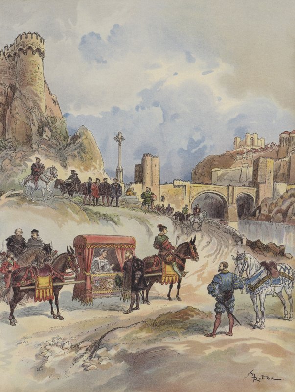 Marguerite de France将前往她的兄弟，由Charles V在托莱多桥接待 作者 阿尔伯特·罗比达