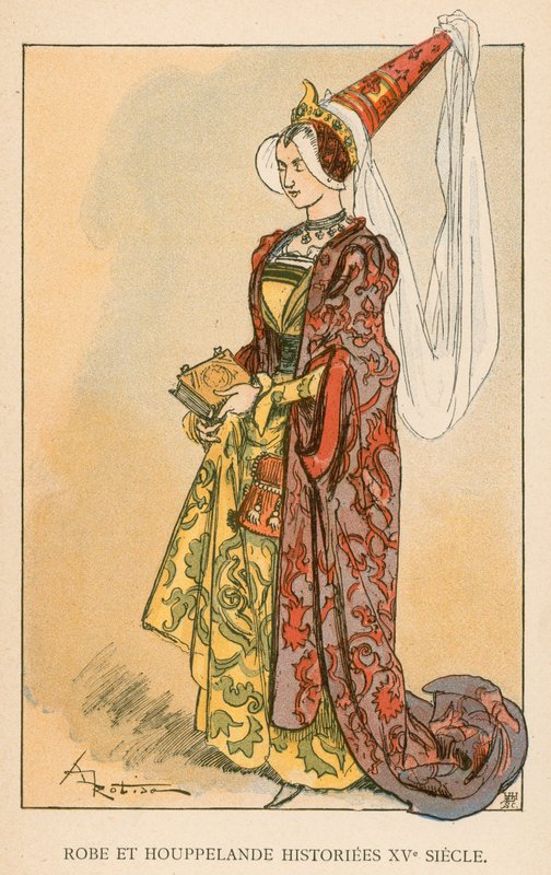 连衣裙和Houppelande Historiees XVe Siecle 作者 阿尔伯特·罗比达