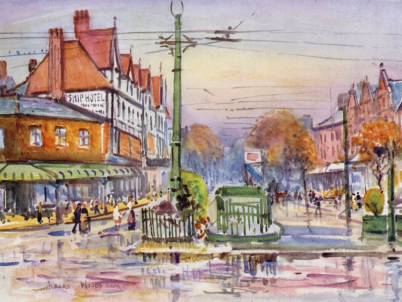 Lytham（彩色石版画） 作者 阿尔伯特·伍兹