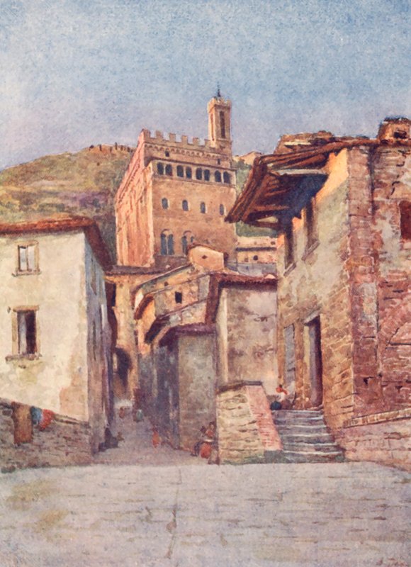 Via Delle Occhi，古比奥（彩色石版画） 作者 阿尔贝托·比萨