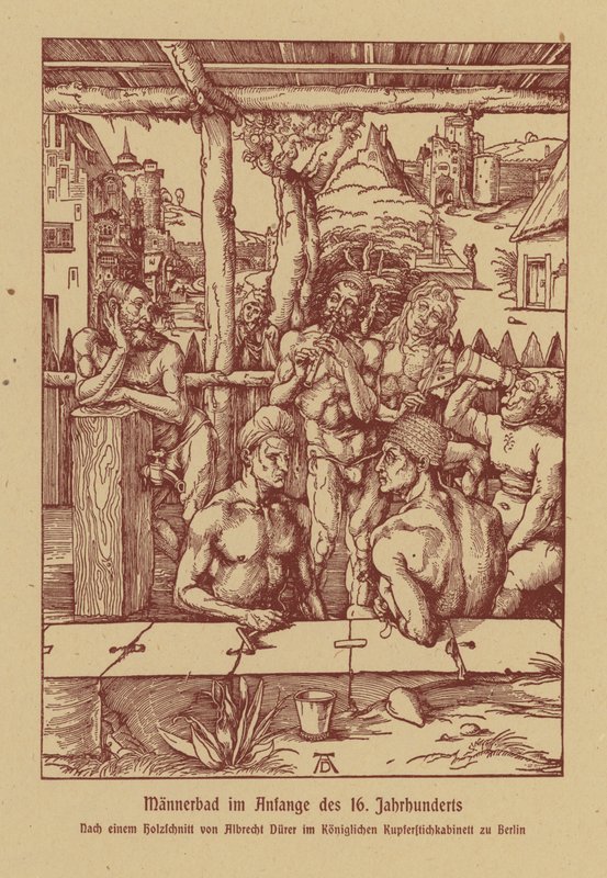 男子浴室，16 世纪早期（彩色石版画） 作者 Albrecht（之后）Durer或Duerer