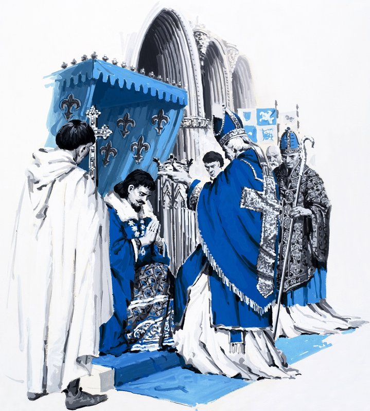 百年战争》，选自《法国的故事》（水粉画，纸本） 作者 亚历山德罗·比菲南迪