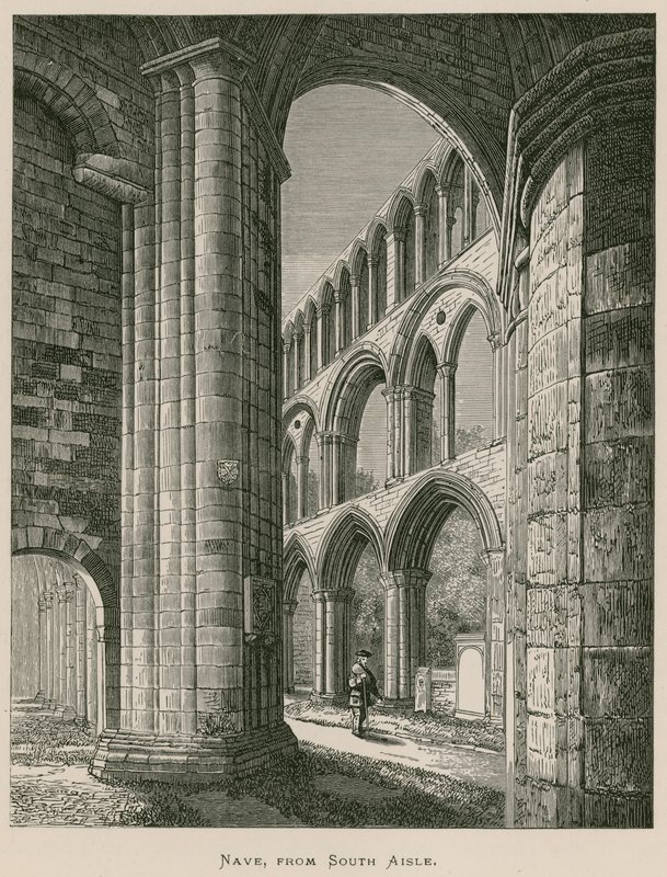 Jedburgh修道院，Nave，来自South Aisle 作者 亚历山大·弗朗西斯·莱登