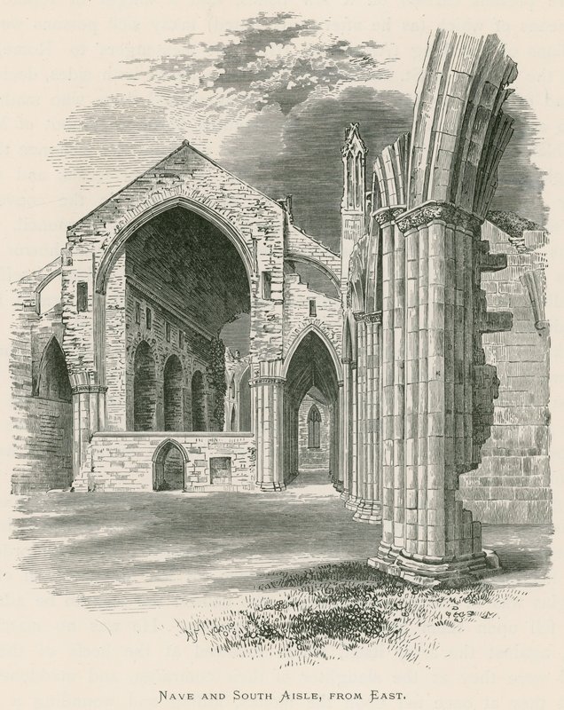 Melrose Abbey，Nave和South Aisle，来自东部 作者 亚历山大·弗朗西斯·莱登