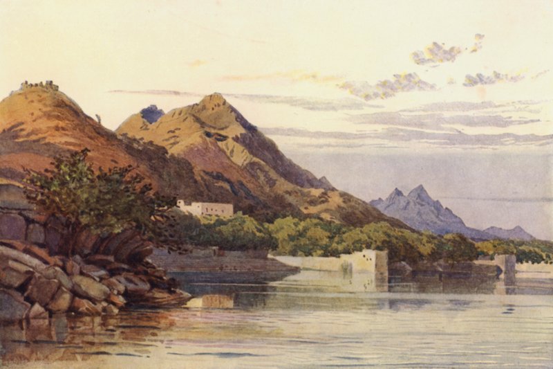 The Ana Sagar, Ajmere（彩色石版画） 作者 亚历山大·亨利·哈勒姆·默里