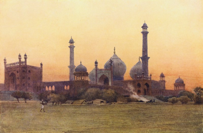 Jumma Musjid，德里，日落时分 作者 亚历山大·亨利·哈勒姆·默里