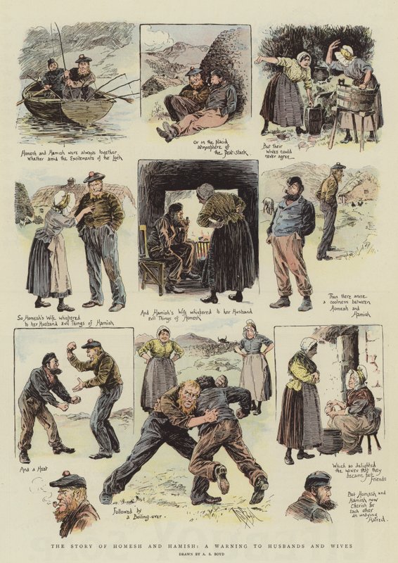 Homesh和Hamish的故事，对丈夫和妻子的警告（chromolitho） 作者 亚历山大·斯图尔特·博伊德