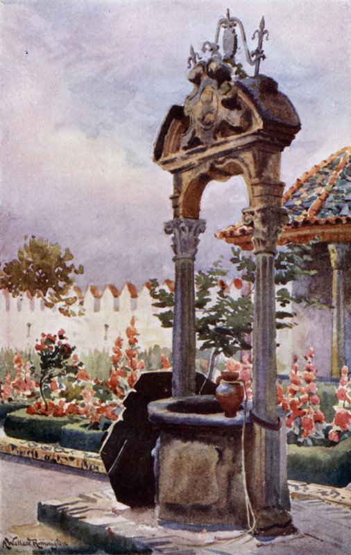 In a Garden of Andalusia (colour litho) 作者 亚历山大·华莱士·雷明顿