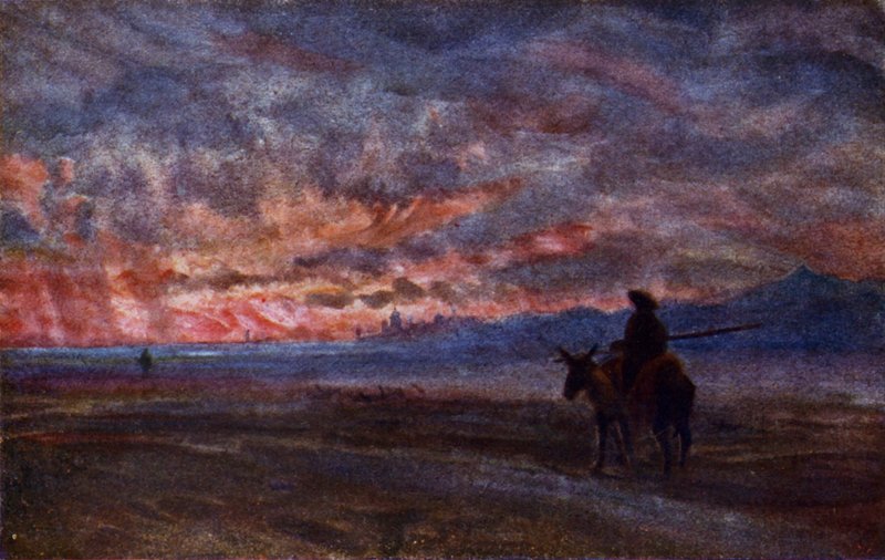 Sunset (colour litho) 作者 亚历山大·华莱士·雷明顿