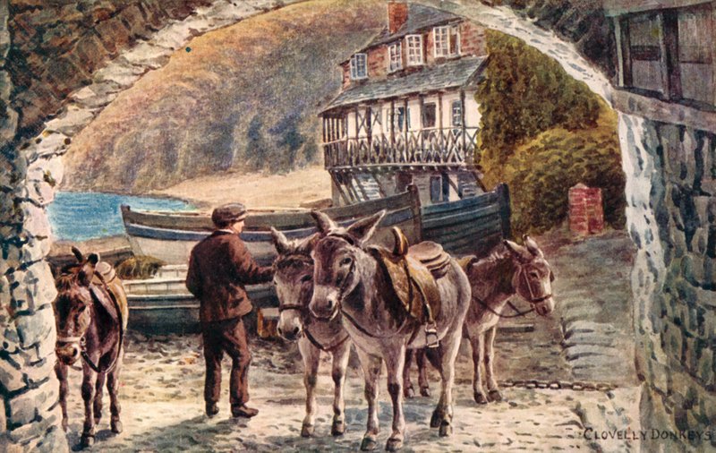 Clovelly Donkeys 作者 阿尔弗雷德·罗伯特·昆顿