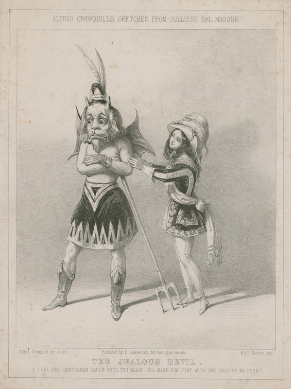 阿尔弗雷德·克劳奎尔（Alfred Crowquill）的草图来自朱利安（Julliens）bal masque：嫉妒的魔鬼 作者 阿尔弗雷德·克劳奎尔