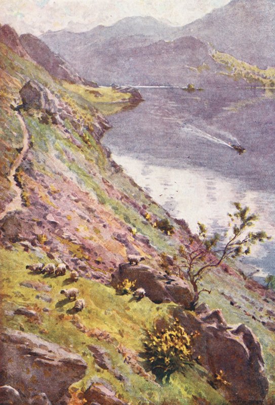 湖区：山间小径，桑德威克，乌尔斯沃特（彩色石版画） 作者 阿尔弗雷德·希顿·库珀