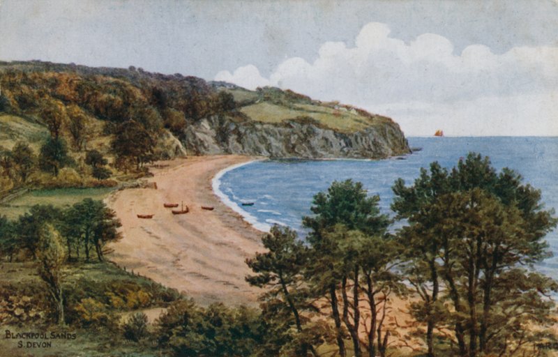Blackpool Sands，南德文郡（彩色石版画） 作者 阿尔弗雷德·罗伯特·昆顿