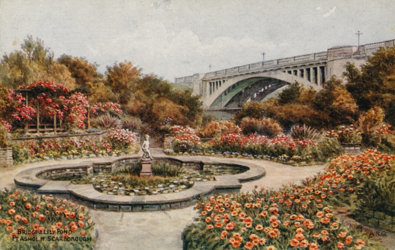 Bridge和Lily Pond，Peashol M，Scarborough 作者 阿尔弗雷德·罗伯特·昆顿
