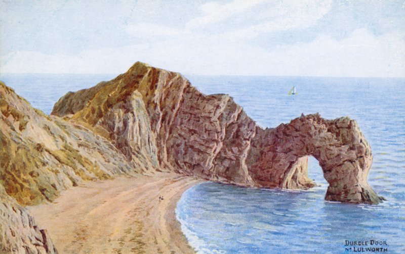 Durdle Door，Nr Lulworth（彩色石版画） 作者 阿尔弗雷德·罗伯特·昆顿