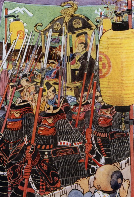 天皇的故事》插图（彩色石版画） 作者 爱丽丝·博林布鲁克（后）伍德沃德