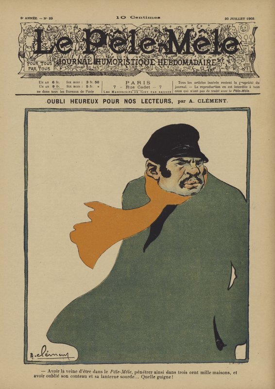 忘了为我们的读者感到高兴。 Pele-Mele的插图，1902年 作者 艾琳·克莱门特