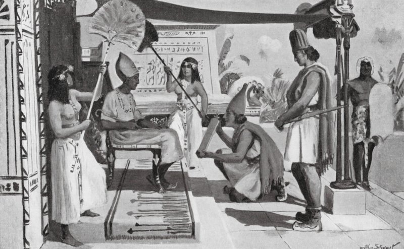 拉美西斯二世接受与赫梯人签订的条约副本（石版画） 作者 艾伦·斯图尔特