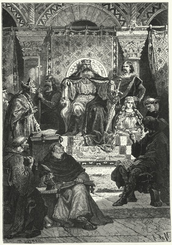 Meeting of the council of the Emperor Charlemagne (engraving) 作者 阿尔丰斯·玛丽·德·诺伊维尔（后）