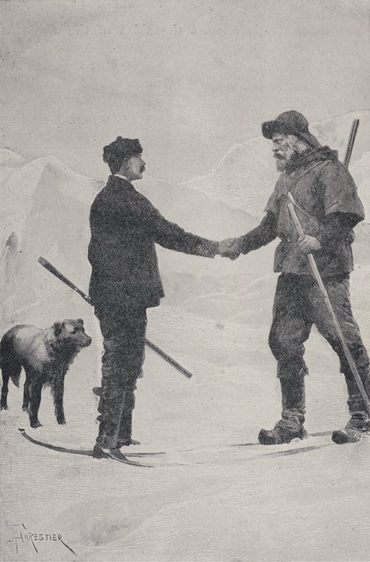 极地探险家弗雷德里克乔治杰克逊和Fridtjof Nansen会见，Franz Josef Land，1896年 作者 阿梅迪·福雷斯蒂尔