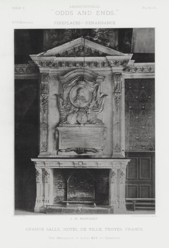 Fireplace: Grande Salle, Hotel De Ville, Troyes, France (b/w photo) 作者 美国摄影师（后）