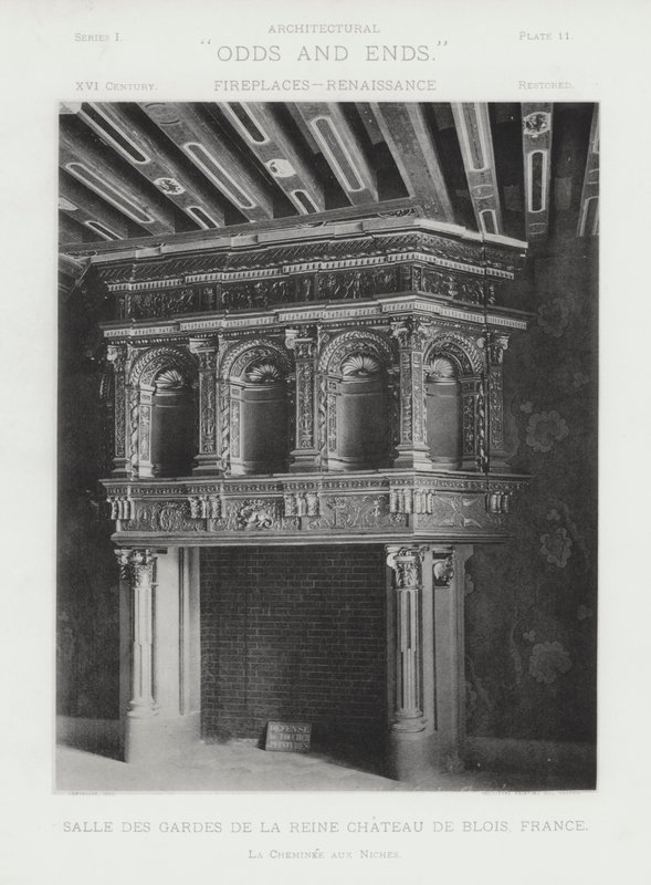壁炉：Salle Des Gardes De La Reine, Chateau De Blois, 法国 (b/w photo) 作者 美国摄影师（后）