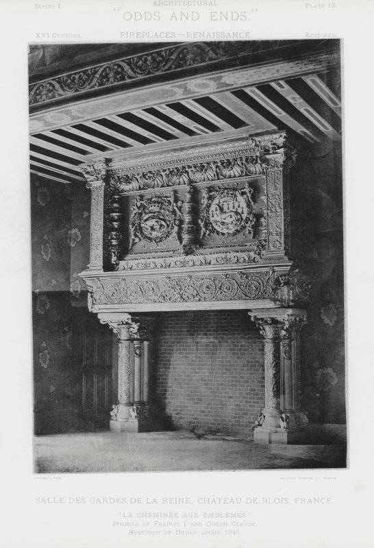 壁炉：Salle Des Gardes De La Reine, Chateau De Blois, 法国 (b/w photo) 作者 美国摄影师（后）