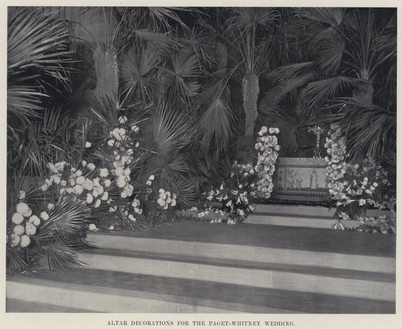 Altar Decorations for the Paget-Whitney Wedding (b/w photo) 作者 美国摄影师