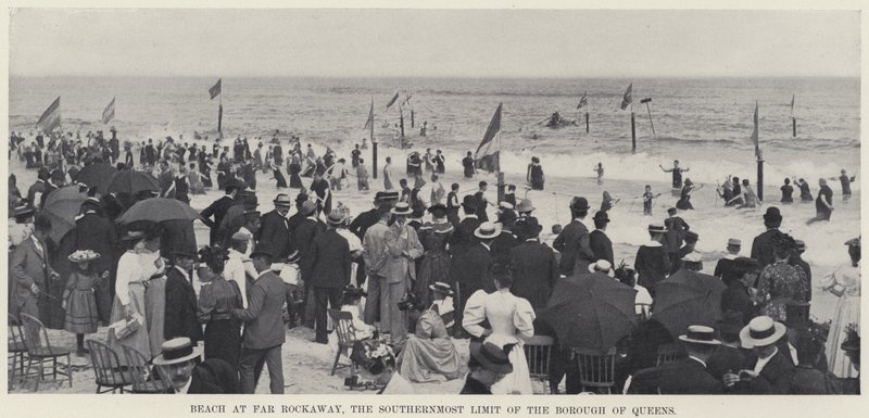 Beach at Far Rockaway, the Southernmost Limit of the Borough of Queens (b/w photo) 作者 美国摄影师