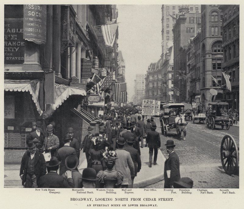 Broadway, looking North from Cedar Street (b/w photo) 作者 美国摄影师