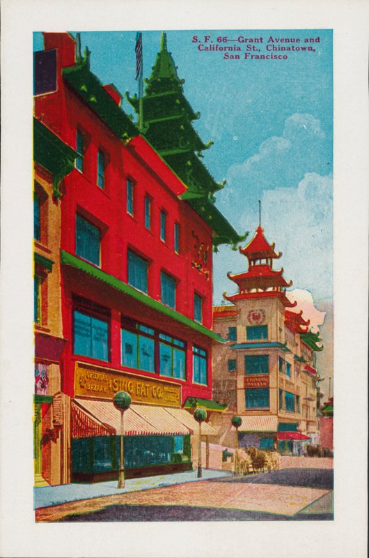 旧金山唐人街格兰特大道和加利福尼亚街（彩色照片） 作者 美国摄影师