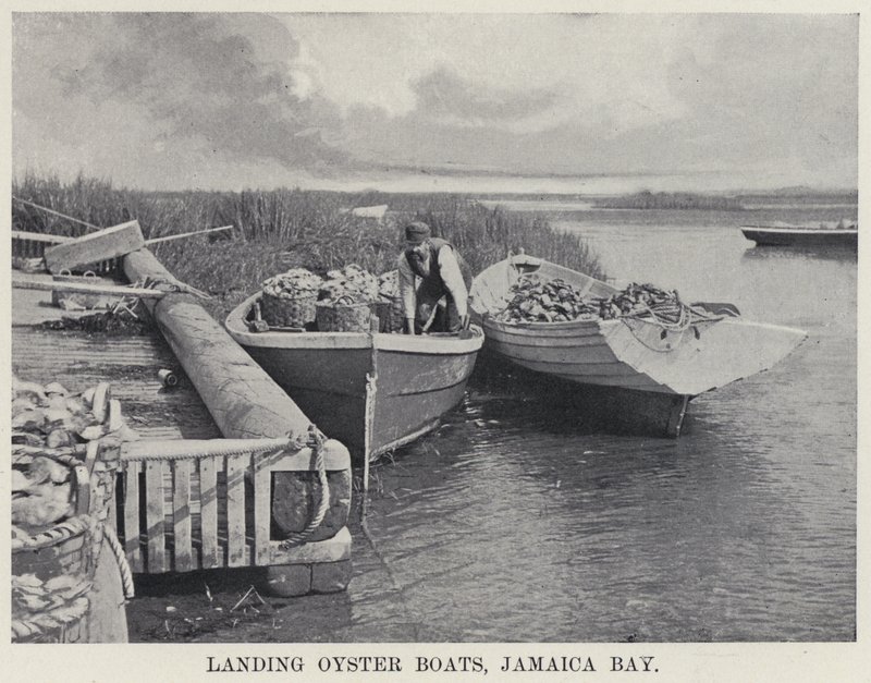 Landing Oyster Boats, Jamaica Bay (b/w photo) 作者 美国摄影师