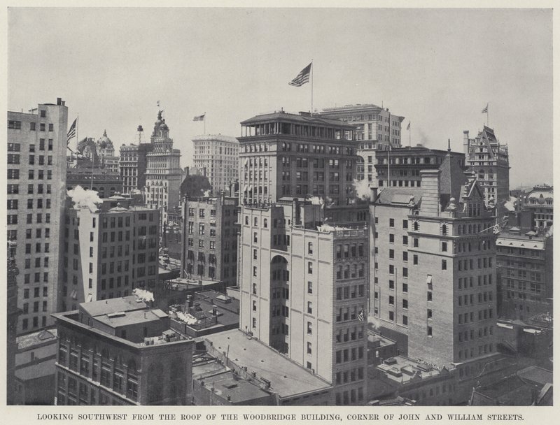 Looking Southwest from the Roof of the Woodbridge Building, Corner of John and William Streets (b/w photo) 作者 美国摄影师