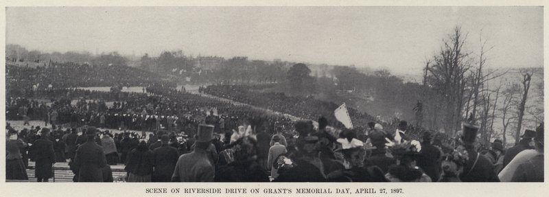 1897 年 4 月 27 日格兰特阵亡将士纪念日河滨大道上的场景（黑白照片） 作者 美国摄影师