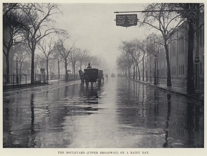 The Boulevard (Upper Broadway) on a Rainy Day (b/w photo) 作者 美国摄影师