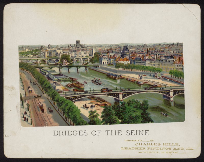 Bridges over the River Seine, Paris, France (chromolitho) 作者 美国学校