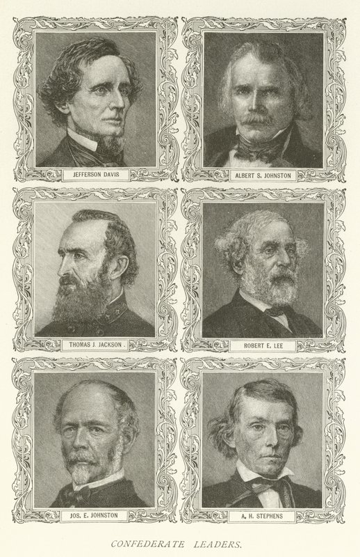 同盟领袖，Jefferson Davis，Albert S Johnston，Thomas J Jackson，Robert E Lee，Joseph E Johnston，AH Stephens 作者 美国学校