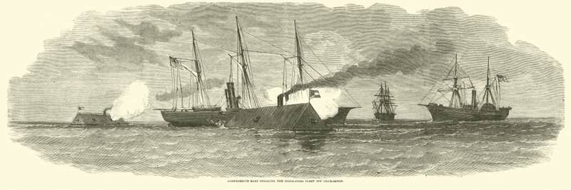1863年1月，同盟公羊在查尔斯顿附近与封锁舰队交战 作者 美国学校