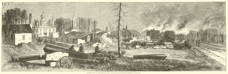 1864年11月在亚特兰大破坏仓库，公共建筑和制造厂 作者 美国学校