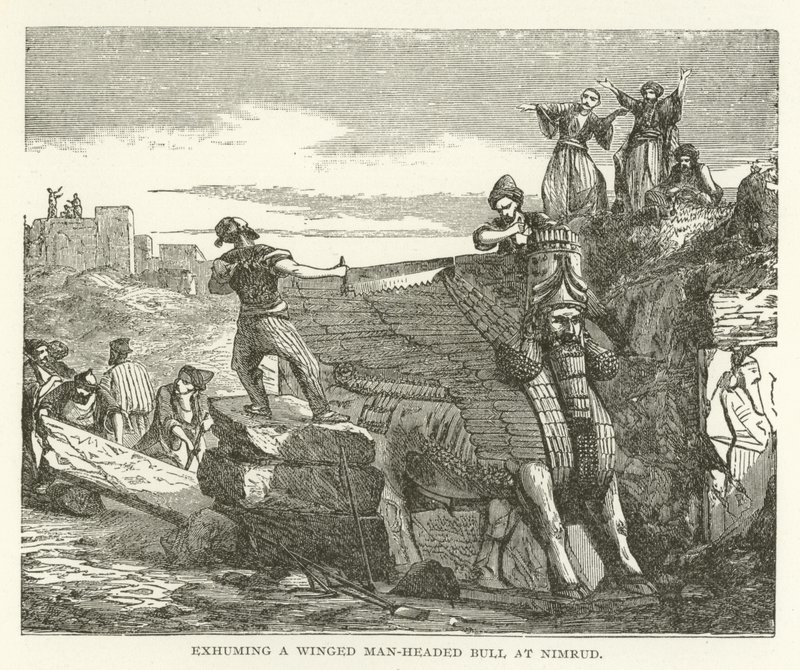 在尼姆鲁德（Nimrud）挖出一头带头的男子头牛 作者 美国学校