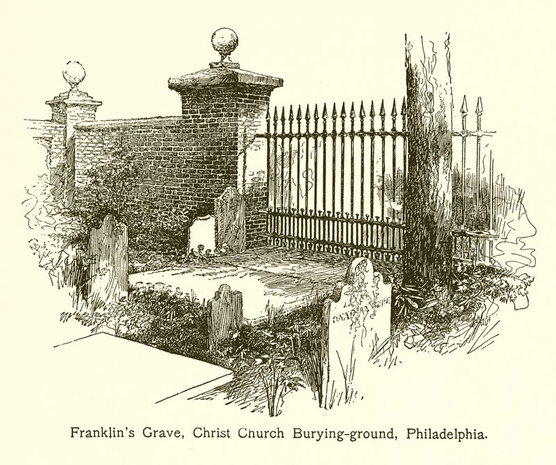 Franklins Grave，Christ Church Burying-ground，费城 作者 美国学校