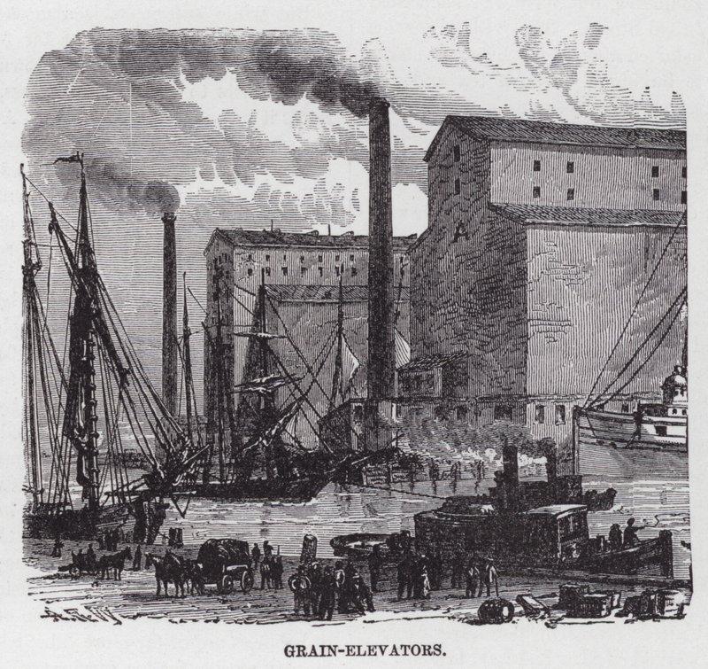 Grain-Elevators (engraving) 作者 美国学校