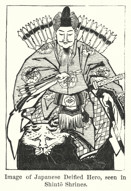 日本的神化英雄形象，见于神道教神社（雕刻）。 作者 美国学校